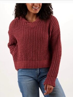 Cozy Women's Chunky Knit Hooded Sweater - Dusty Rose